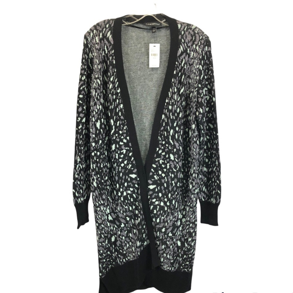 Lane Bryant Animal Print Long Cardigan Sweater Cotton Rayon Sz 14/1…